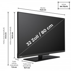TOSHIBA 32LV3F63DAZ LED TV (Flat, 32 Zoll / 80 cm, Full-HD, SMART TV)