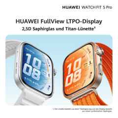 HUAWEI WATCH FIT 5 Pro + FreeBuds 7i Weiß Smartwatch und Kopfhörer Fluorelastomer, 130-210 mm, Black
