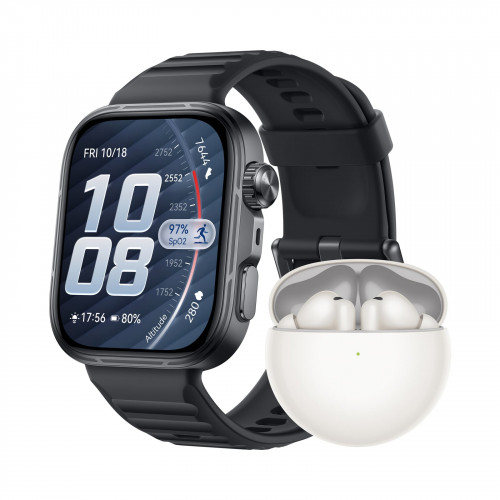 HUAWEI WATCH FIT 5 Pro + FreeBuds 7i Weiß Smartwatch und Kopfhörer Fluorelastomer, 130-210 mm, Black