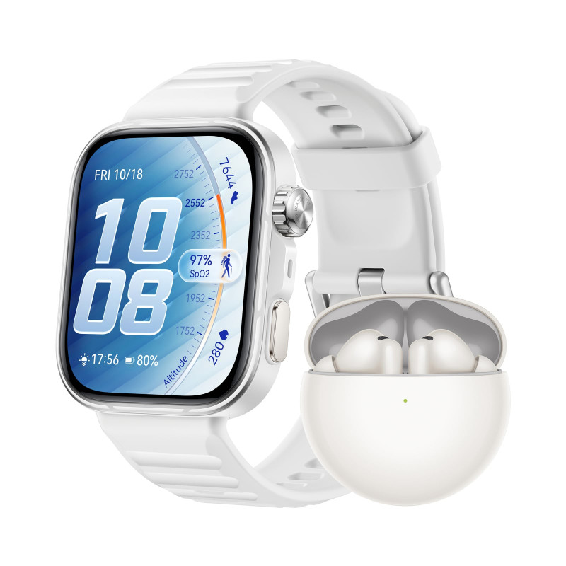 HUAWEI WATCH FIT 5 Pro + FreeBuds 7i Weiß Smartwatch und Kopfhörer Fluorelastomer, 130-210 mm, White