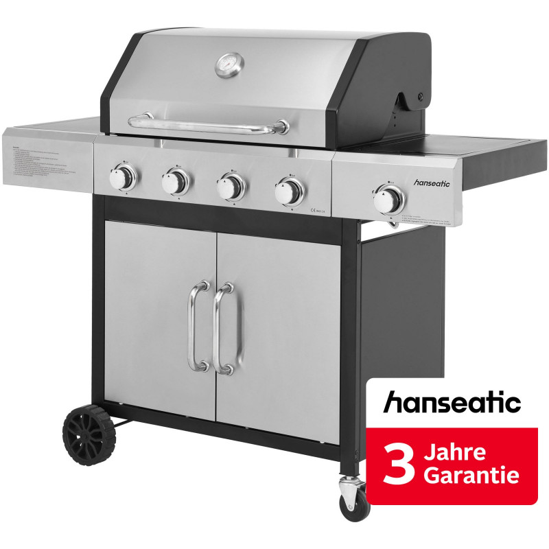 Hanseatic Gasgrill »Rockford, 4 Brenner + Seitenbrenner 14,5 kw Gesamt« inkl. 3 Jahre Herstellergarantie