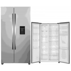 PKM NoFrost Kühlschrank 439L Touch Bedienung Gefrierschrank Holiday Side-by-Side (E, 59,0 cm hoch, silber)