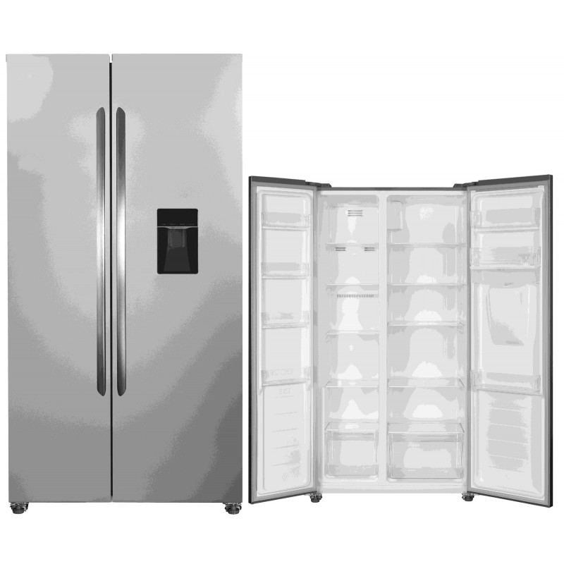 PKM NoFrost Kühlschrank 439L Touch Bedienung Gefrierschrank Holiday Side-by-Side (E, 59,0 cm hoch, silber)