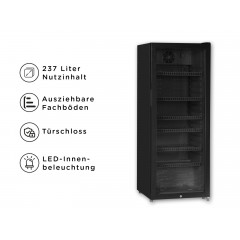 OK. OBFR 312 C B Getränkekühlschrank (237 l, C, 1395 mm hoch}, Schwarz)