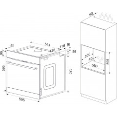 KOENIC KBO 611-1 B A1, Einbaubackofen (Einbaugerät, 77 l, 595 mm breit), Dampfgarfunktion
