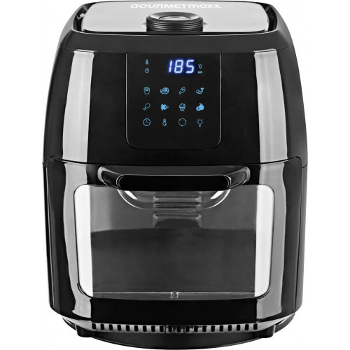 GourmetMaxx 02095 Heißluft-Fritteuse 2.5 l 1800 W mit Grillspieß, Temperaturvorwahl, Timerfunktion Edelstahl, Schwarz