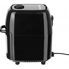 GourmetMaxx 02095 Heißluft-Fritteuse 2.5 l 1800 W mit Grillspieß, Temperaturvorwahl, Timerfunktion Edelstahl, Schwarz