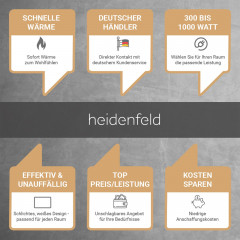 HEIDENFELD HF-HP100-3 | Infrarotheizung (1000 Watt, Raumgröße: 25 m²)