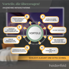 HEIDENFELD HF-HP105 Strand1 | Infrarotheizung (800 Watt, Raumgröße: 19 m²)