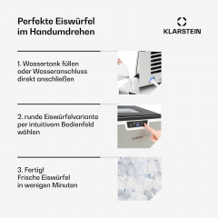 KLARSTEIN Icefestival Cube Eiswürfelmaschine (195 Watt, Edelstahl)