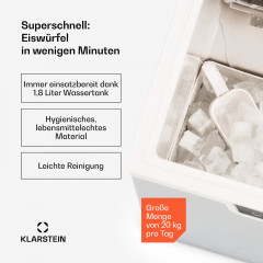 KLARSTEIN Icefestival Cube Eiswürfelmaschine (195 Watt, Edelstahl)
