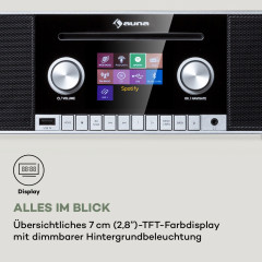 AUNA Connect CD MKII Internetradio, FM, Schwarzes Holz