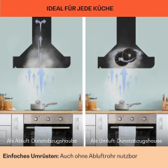 Klarstein Clara 90 Dunstabzugshaube Glas 509 m³/h Touch Ambiente-Licht Schwarz