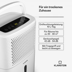 KLARSTEIN DryFy 10 Luftentfeuchter Weiß, Raumgröße: 12 m²)