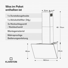 KLARSTEIN FlashLine, Dunstabzugshaube (59,80 cm breit, 50,30 cm tief)