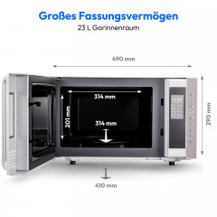 MEDION® LIFE 3in1 Mikrowelle MD 17495, Kombination aus Mikrowelle, Grill und Ofen, 10 Automatikprogramme, edles Design