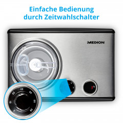 MEDION® LIFE Eismaschine MD 18387, Kapazität für 1,5 L Eis (Füllmenge: 800 ml), selbstkühlend mit Kompressor, geeignet für die Zubereitung von Eiscreme, Frozen Yoghurt & Sorbet