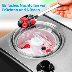 MEDION® LIFE Eismaschine MD 18387, Kapazität für 1,5 L Eis (Füllmenge: 800 ml), selbstkühlend mit Kompressor, geeignet für die Zubereitung von Eiscreme, Frozen Yoghurt & Sorbet