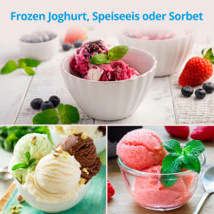 MEDION® LIFE Eismaschine MD 18387, Kapazität für 1,5 L Eis (Füllmenge: 800 ml), selbstkühlend mit Kompressor, geeignet für die Zubereitung von Eiscreme, Frozen Yoghurt & Sorbet