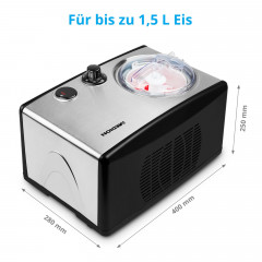 MEDION® LIFE Eismaschine MD 18387, Kapazität für 1,5 L Eis (Füllmenge: 800 ml), selbstkühlend mit Kompressor, geeignet für die Zubereitung von Eiscreme, Frozen Yoghurt & Sorbet