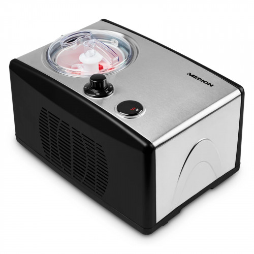 MEDION® LIFE Eismaschine MD 18387, Kapazität für 1,5 L Eis (Füllmenge: 800 ml), selbstkühlend mit Kompressor, geeignet für die Zubereitung von Eiscreme, Frozen Yoghurt & Sorbet