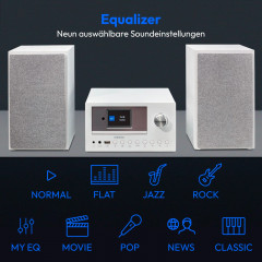 MEDION® LIFE P85003 Micro-Audio-System weiß, Internet/DAB+/PLL-UKW Stereo-Radio mit je 40 Senderspeichern, 2,8'' TFT-Farbdisplay, Bluetooth® 5.0, CD-Player, WLAN, USB, 2 x 15 RMS