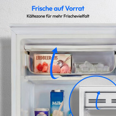 MEDION® LIFE Kühlschrank mit Eiswürfelfach MD 37690 Weiss, 90 L Gesamt-Nutzinhalt (Kühlteil 80 L & Eiswürfelfach 10 L), wechselbarer Türanschlag, geringer Geräuschpegel
