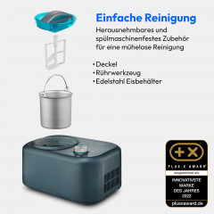 MEDION® LIFE Eismaschine MD 10169, Kapazität für 1 L Eis, kein Vorkühlen notwendig, entnehmbarer Aluminium-Eisbehälter, geeignet für die Zubereitung von Eiscreme, Frozen Yoghurt & Sorbet