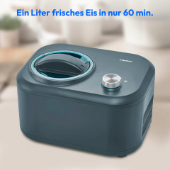 MEDION® LIFE Eismaschine MD 10169, Kapazität für 1 L Eis, kein Vorkühlen notwendig, entnehmbarer Aluminium-Eisbehälter, geeignet für die Zubereitung von Eiscreme, Frozen Yoghurt & Sorbet