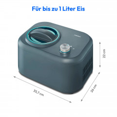 MEDION® LIFE Eismaschine MD 10169, Kapazität für 1 L Eis, kein Vorkühlen notwendig, entnehmbarer Aluminium-Eisbehälter, geeignet für die Zubereitung von Eiscreme, Frozen Yoghurt & Sorbet