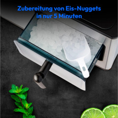 MEDION® LIFE Nugget Eiswürfelbereiter MD 11960, 2 L Wassertank, schnelle Zubereitungszeit, Elektronisches Bedienfeld und LED Display, Herausnehmbarer Eiswürfelkorb, Selbstreinigung