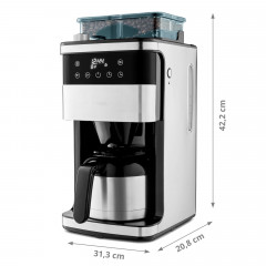MEDION® Kaffeemaschine mit Mahlwerk MD 19911, 8 Mahlstufen, 1 Liter Wassertank, Thermoskanne, Timer-Funktion, 800 - 1000 Watt