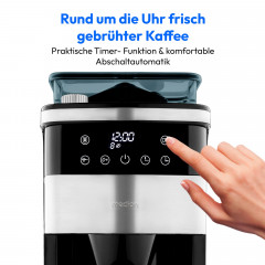 MEDION® Kaffeemaschine mit Mahlwerk MD 19911, 8 Mahlstufen, 1 Liter Wassertank, Thermoskanne, Timer-Funktion, 800 - 1000 Watt