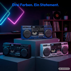 MEDION® LIFE P66538 Retro-Boombox schwarz, DAB+/PLL-UKW Radio, Bluetooth® 5.3 für das Abspielen von Smartphone & Co, CD-Player, Kassettendeck, X-Bass Funktion, 2 x 10 W RMS