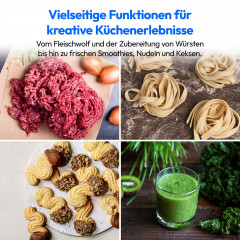 MEDION® LIFE® 4-in-1 Digitale Küchenmaschine MD18440, 1.200 W, 8 Geschwindigkeitsstufen, Digitales Sensor-Touch-Display, umfangreiches Zubehör
