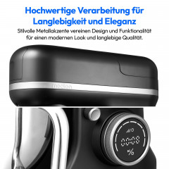 MEDION® LIFE® 4-in-1 Digitale Küchenmaschine MD18440, 1.200 W, 8 Geschwindigkeitsstufen, Digitales Sensor-Touch-Display, umfangreiches Zubehör