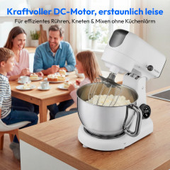 MEDION® LIFE Digitale Küchenmaschine MD12600 weiß, 800 W Gleichstrommotor, Optimierte Leistungssteuerung, Ultraleise, Digitales Sensor-Touch-Display, 4,6 L Edelstahlschüssel, Inkl. Fleischwolf