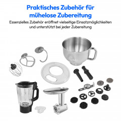 MEDION® LIFE 3-in-1 Digitale Küchenmaschine MD18430, 1.200 W, 8 Geschwindigkeitsstufen, Digitales Sensor-Touch-Display, umfangreiches Zubehör