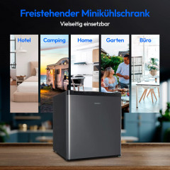 MEDION® LIFE Mini-Kühlschrank MD 37724 Anthrazit, 41 L Nutzinhalt, manuelle Temperatureinstellung, Geräuschpegel ca. 39 dB, eingelassener Türgriff