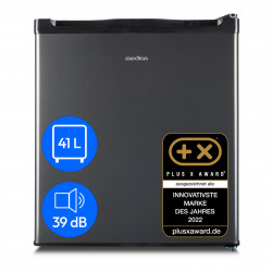 MEDION® LIFE Mini-Kühlschrank MD 37724 Anthrazit, 41 L Nutzinhalt, manuelle Temperatureinstellung, Geräuschpegel ca. 39 dB, eingelassener Türgriff