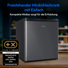 MEDION® LIFE Mini-Kühlschrank MD 37724 Anthrazit, 41 L Nutzinhalt, manuelle Temperatureinstellung, Geräuschpegel ca. 39 dB, eingelassener Türgriff