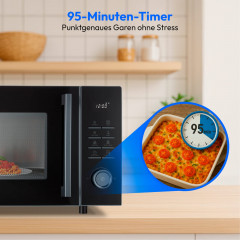 MEDION® LIFE 3-in-1 Mikrowelle mit Grill- und Heißluftfunktion MD 12231 Dunkelgrau, 900 W Leistung, 25 L kompakt, 10 Leistungsstufen, Auftaufunktion, Timerfunktion
