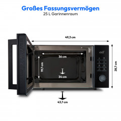 MEDION® LIFE 3-in-1 Mikrowelle mit Grill- und Heißluftfunktion MD 12231 Dunkelgrau, 900 W Leistung, 25 L kompakt, 10 Leistungsstufen, Auftaufunktion, Timerfunktion