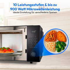 MEDION® LIFE 3-in-1 Mikrowelle mit Grill- und Heißluftfunktion MD 12231 Dunkelgrau, 900 W Leistung, 25 L kompakt, 10 Leistungsstufen, Auftaufunktion, Timerfunktion