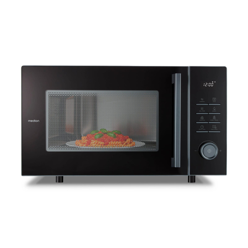 MEDION® LIFE 3-in-1 Mikrowelle mit Grill- und Heißluftfunktion MD 12231 Dunkelgrau, 900 W Leistung, 25 L kompakt, 10 Leistungsstufen, Auftaufunktion, Timerfunktion