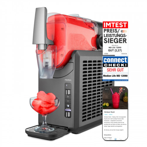 MEDION® LIFE Slush-Eismaschine MD12090, 2,6 L Slush-Eis Kapazität, Härtegradkontrolle, 5 Modi, 30–60 Minuten Zubereitungszeit², Abnehmbarer Tank