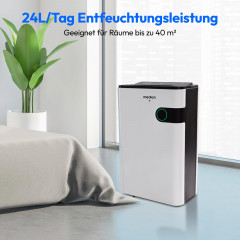 MEDION® Smarter Luftentfeuchter DH30S (MD12044), Steuerung per App, Leistung max. 280W, Volumen Wassertank ca. 5L, 2 Geschwindigkeitsstufen, Touch-Bedienung