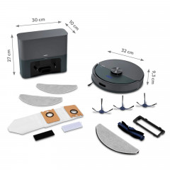 MEDION® Saugroboter mit Absaugstation X22 SW+ blau, Wischfunktion, Lasernavigation, 5.000 Pa Saugkraft, No Go & Go Bereiche, präzise Kartenerstellung, mehrere Etagen, App-Steuerung