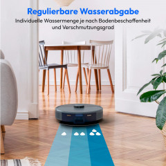 MEDION® Saugroboter mit Absaugstation X22 SW+ blau, Wischfunktion, Lasernavigation, 5.000 Pa Saugkraft, No Go & Go Bereiche, präzise Kartenerstellung, mehrere Etagen, App-Steuerung