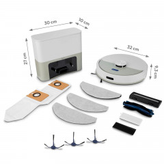 MEDION® Saugroboter mit Absaugstation X22 SW+ grau, Wischfunktion, Lasernavigation, 5.000 Pa Saugkraft, No Go & Go Bereiche, präzise Kartenerstellung, mehrere Etagen, App-Steuerung